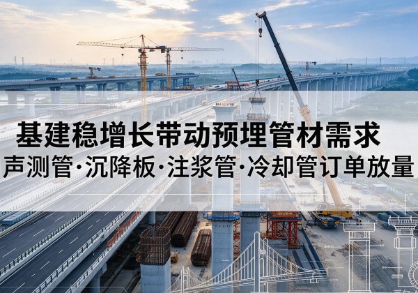 康乐基建稳增长带动预埋监测管材需求，声测管、沉降板、注浆管订单持续放量